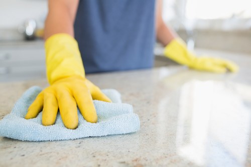 Professional carpet cleaning team following safety standards